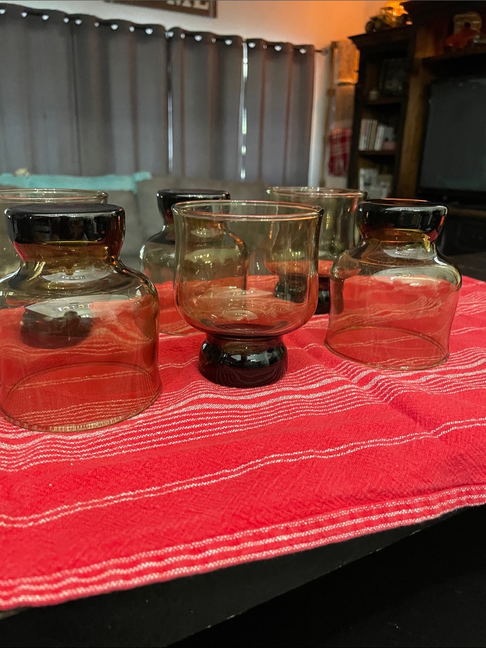 Anchor Hocking Tivoli Smoked Glass Footed  - Set of 6